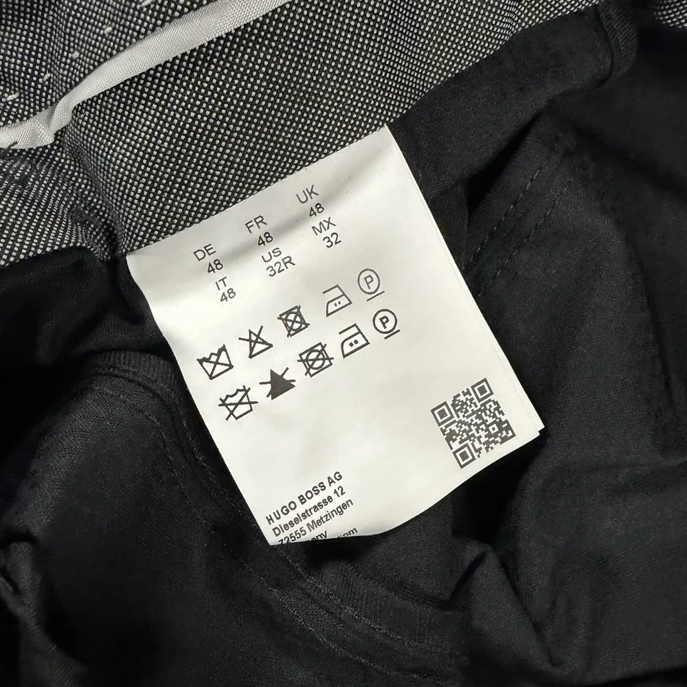 Hugo Boss Dress Suit Pants Mens 32R Black Unhemmed Wool NEW